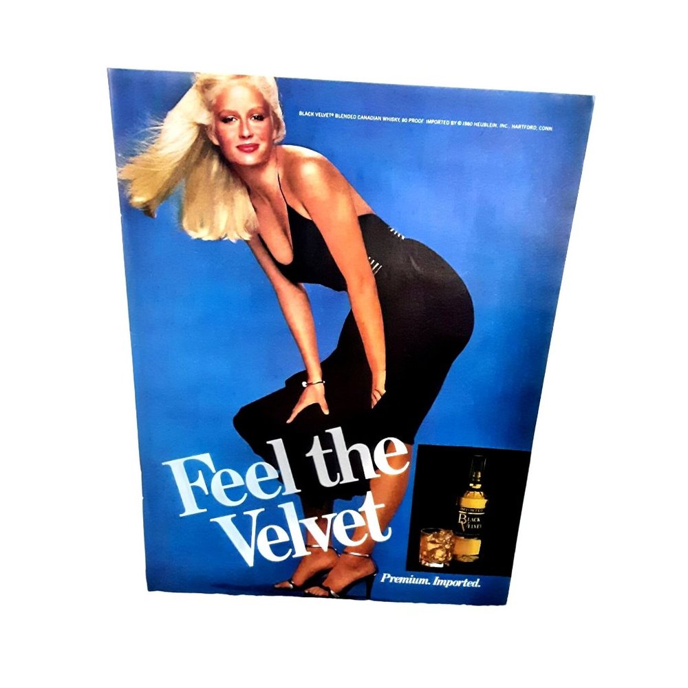 1981 Black Velvet Feel The Velvet Original Print Ad Vintage